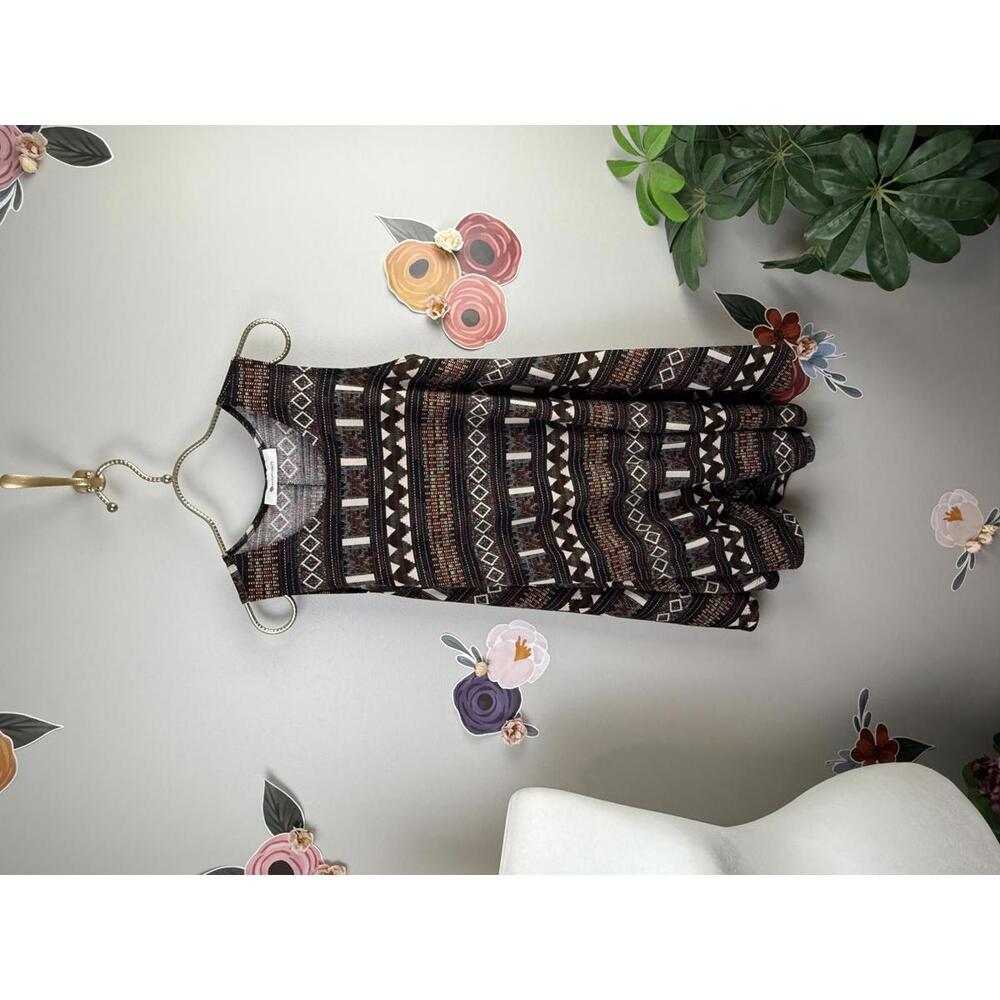 The Impeccable Pig Black Tribal Geoprint Sleeveless Tunic - Size - Medium